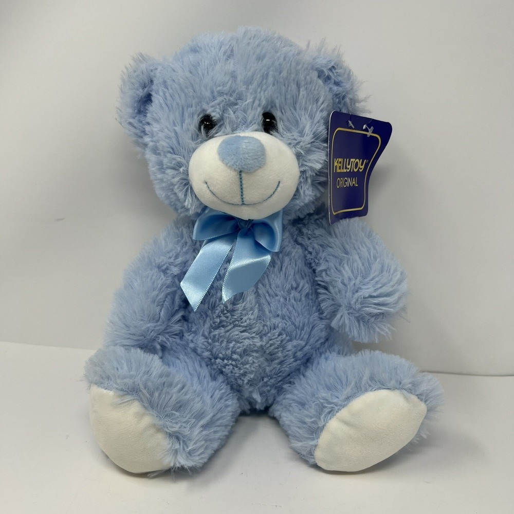 Kellytoy Original Blue Teddy Bear Plush 10" Soft Stuffed Animal Toy 2020 Bow Tie